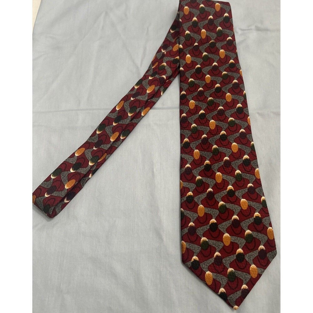 Christian Dior Monsieur Mens Tie Maroon Gray Black All Silk Made In USA